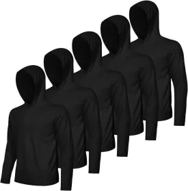5 Pack Men's UPF 50  Sun Protection Hoodie Shirts Long Sleeve Shirts Quick Dry Lightweight for Running Workout Hiking Fishing