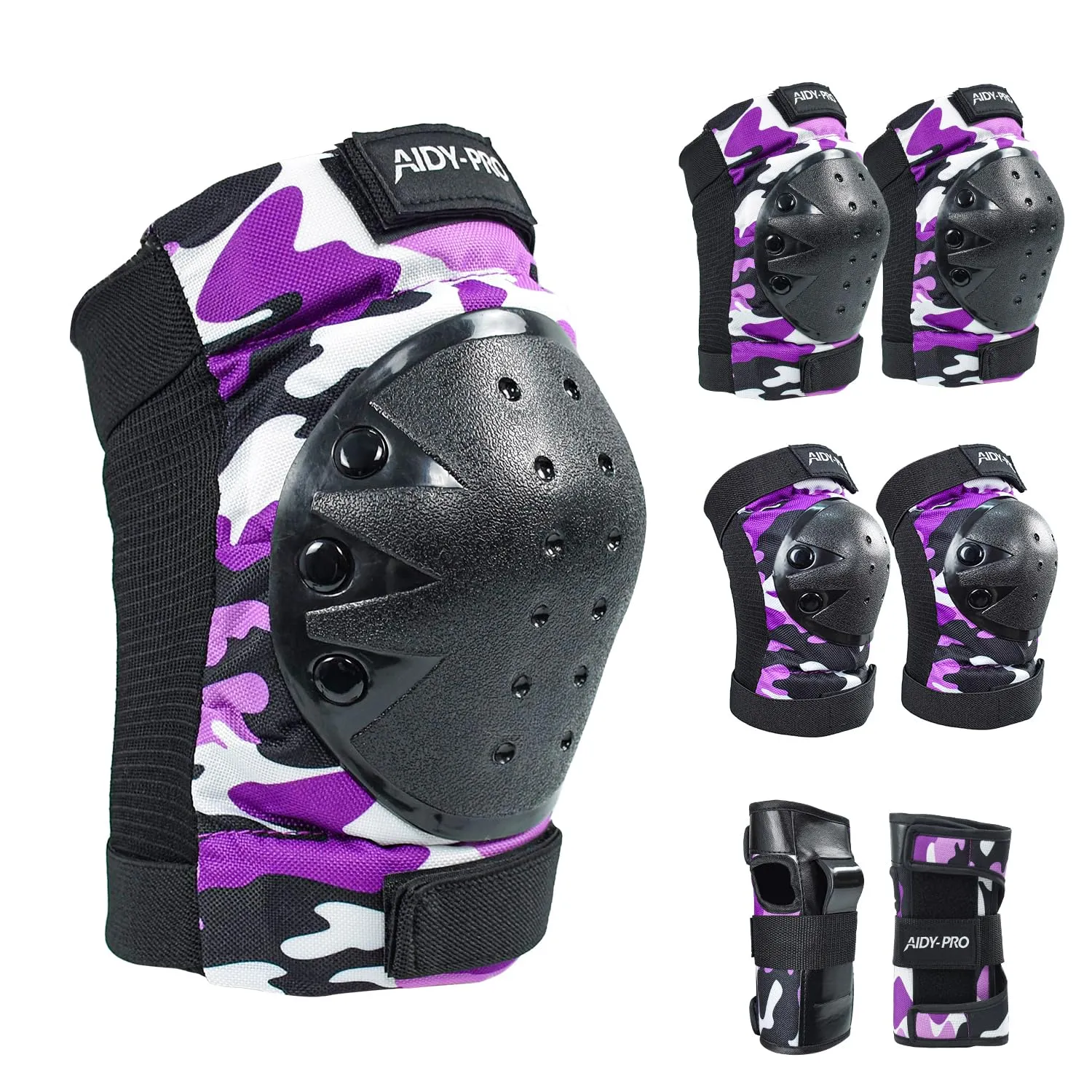 Adult Knee Pads and Elbow Pads Set Skateboard Protective Gear, Skateboard Wrist Guards Adult for Roller Skating Skateboarding Biking Pink
