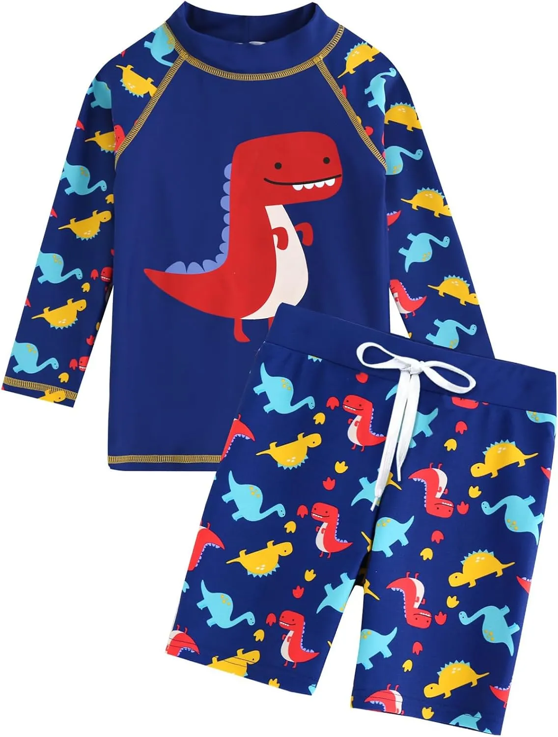 AIWUHE Toddler Boys Swimsuit 2 Piece Rash Guard Swimsuits with Swim Trunk Long Sleeve Bathing Suit Sunsuit Swimwear Sets 1-7Y