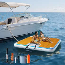 Albott Inflatable Floating Dock with Non-Slip Surface, Inflatable Dock with Ladder & Carry Bag for Lake, Pool, or Beach