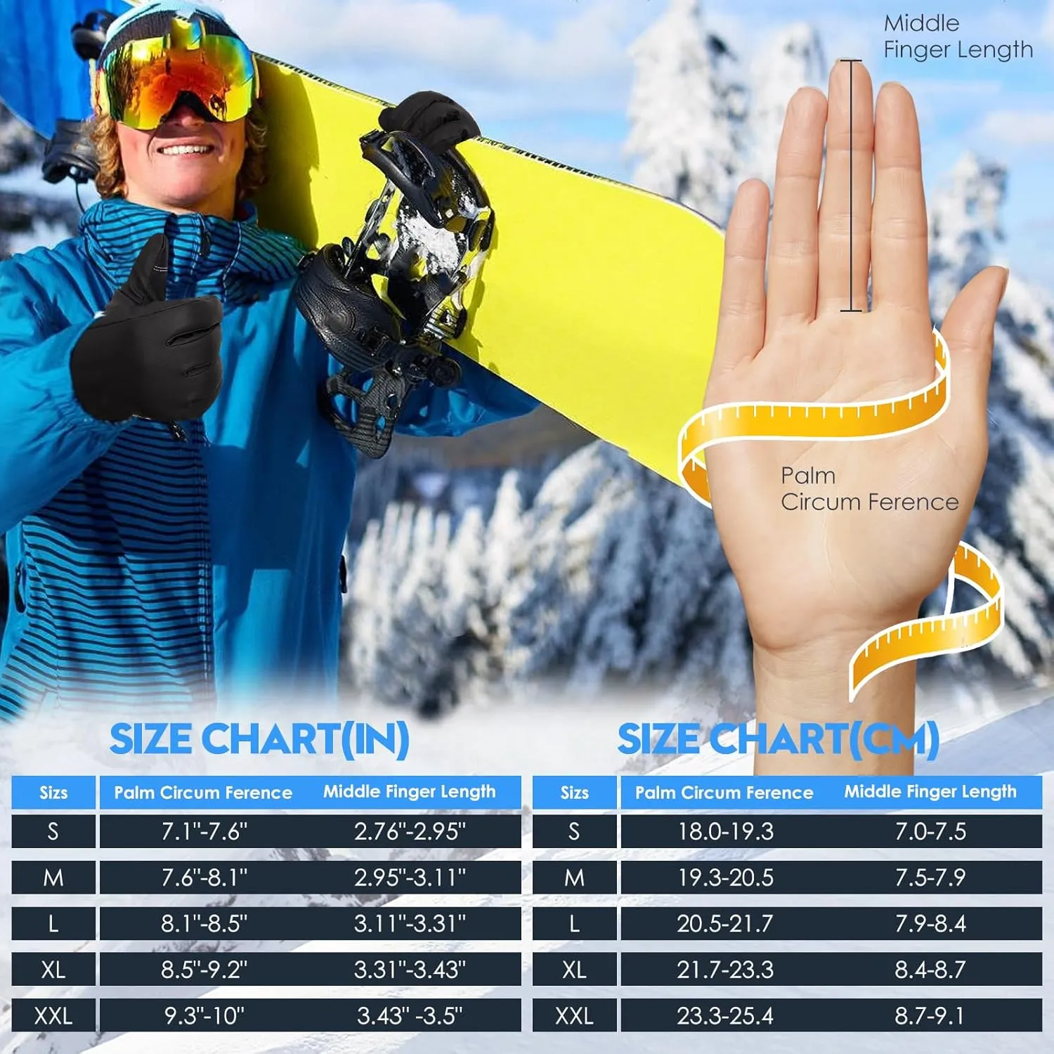 Bruvoalon Y322 Winter Gloves for Men & Women, -30 Waterproof Touchscreen 5-Layer Thermal Insulated Snow Gloves, Windproof Anti-Slip Ski Gloves for Cycling, Hiking, Driving, Work