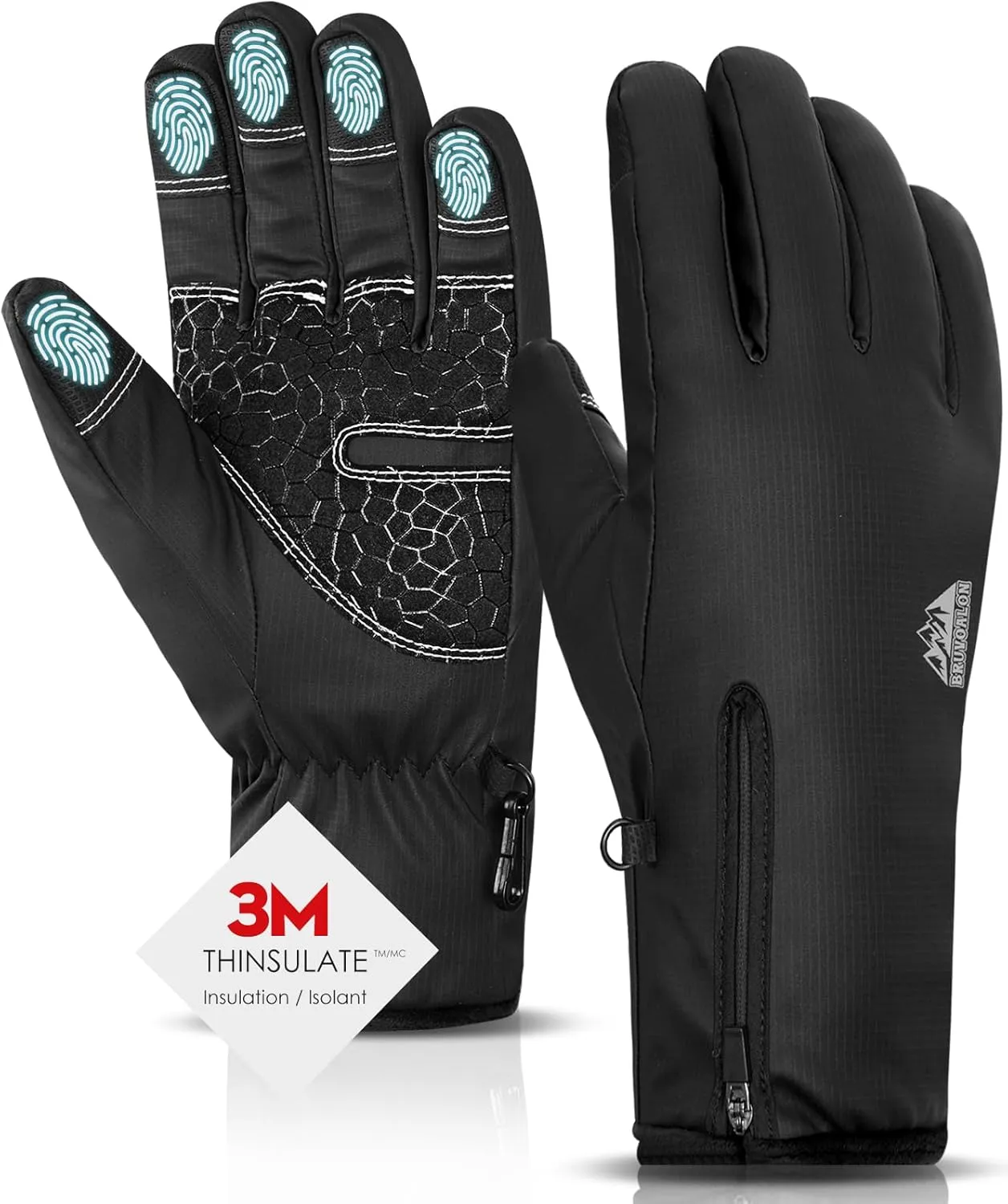 Bruvoalon Y322 Winter Gloves for Men & Women, -30 Waterproof Touchscreen 5-Layer Thermal Insulated Snow Gloves, Windproof Anti-Slip Ski Gloves for Cycling, Hiking, Driving, Work