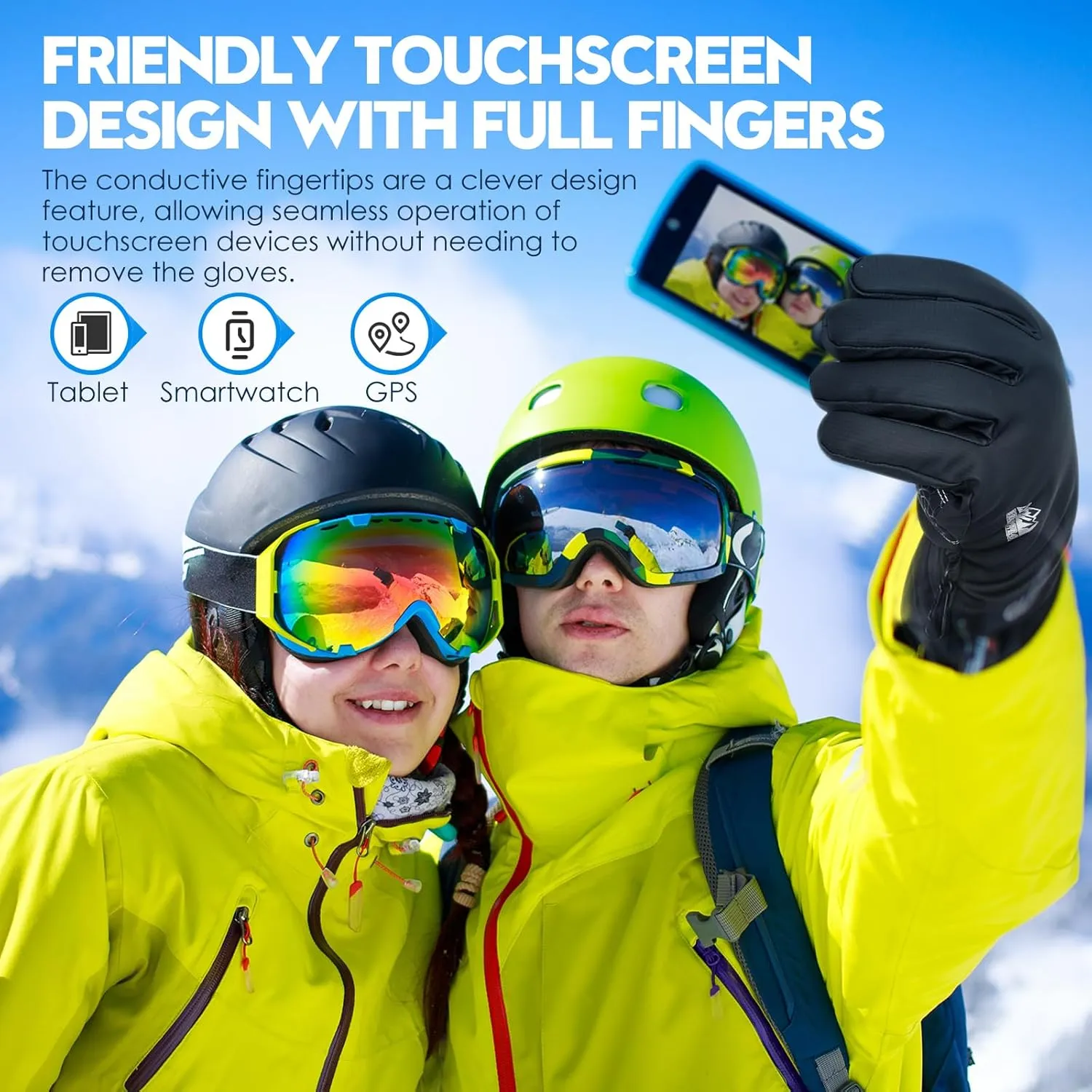 Bruvoalon Y322 Winter Gloves for Men & Women, -30 Waterproof Touchscreen 5-Layer Thermal Insulated Snow Gloves, Windproof Anti-Slip Ski Gloves for Cycling, Hiking, Driving, Work