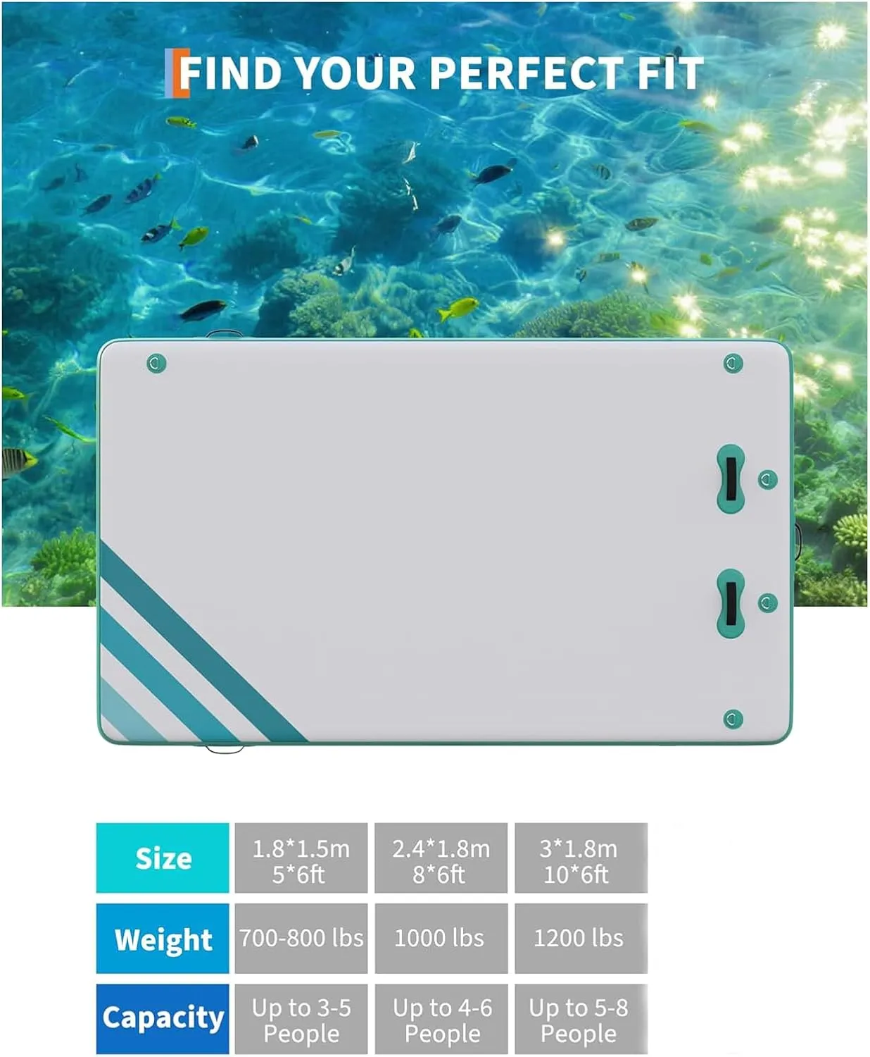 Inflatable Floating Dock,Swim Platform Floating Dock for Lakes, Multi Person Water Raft Mat with Storage Bag and Ladder Pool Float for Beach Ocean 6FT 8FT 10FT