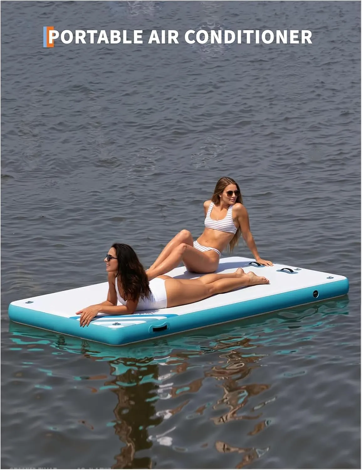 Inflatable Floating Dock,Swim Platform Floating Dock for Lakes, Multi Person Water Raft Mat with Storage Bag and Ladder Pool Float for Beach Ocean 6FT 8FT 10FT