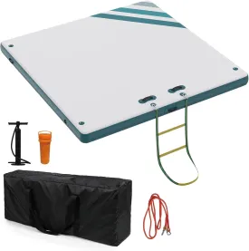 Inflatable Floating Dock,Swim Platform Floating Dock for Lakes, Multi Person Water Raft Mat with Storage Bag and Ladder Pool Float for Beach Ocean 6FT 8FT 10FT