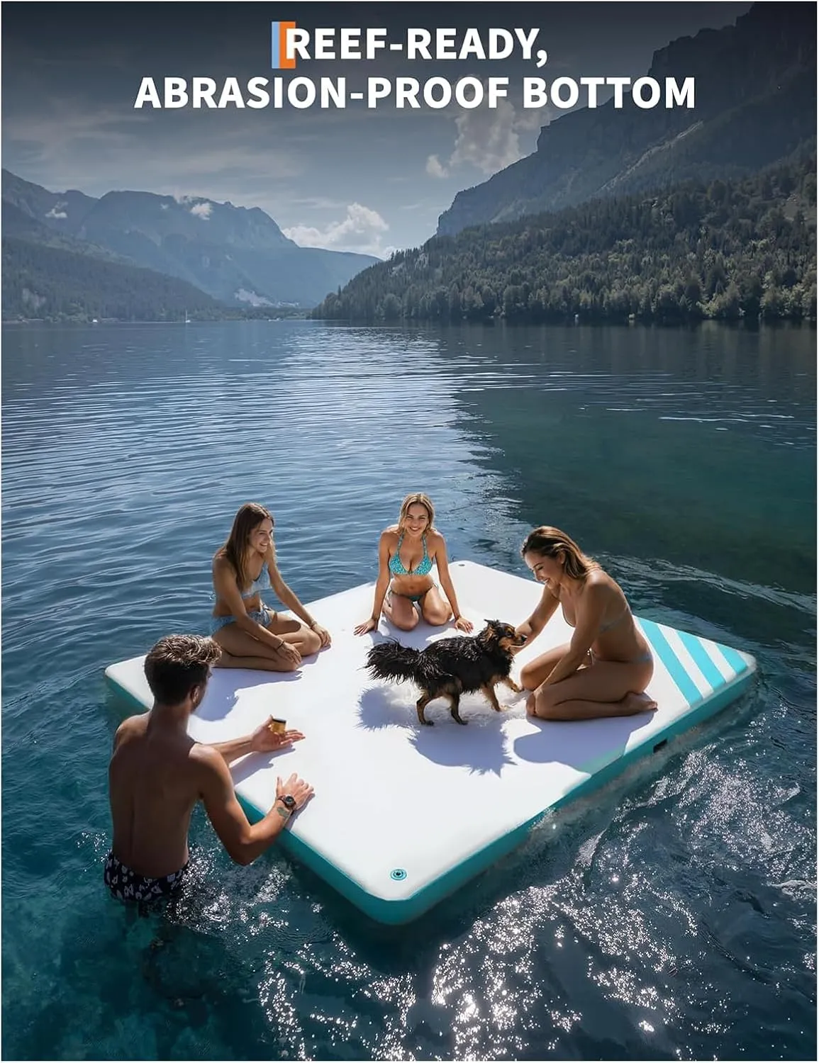 Inflatable Floating Dock,Swim Platform Floating Dock for Lakes, Multi Person Water Raft Mat with Storage Bag and Ladder Pool Float for Beach Ocean 6FT 8FT 10FT