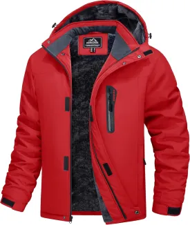 MAGCOMSEN Men's Winter Coats Ski Snow Rain Jackets Water Resistant with Hood Warm Fleece Parka Hiking Fishing Work