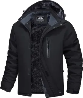 MAGCOMSEN Men's Winter Coats Ski Snow Rain Jackets Water Resistant with Hood Warm Fleece Parka Hiking Fishing Work