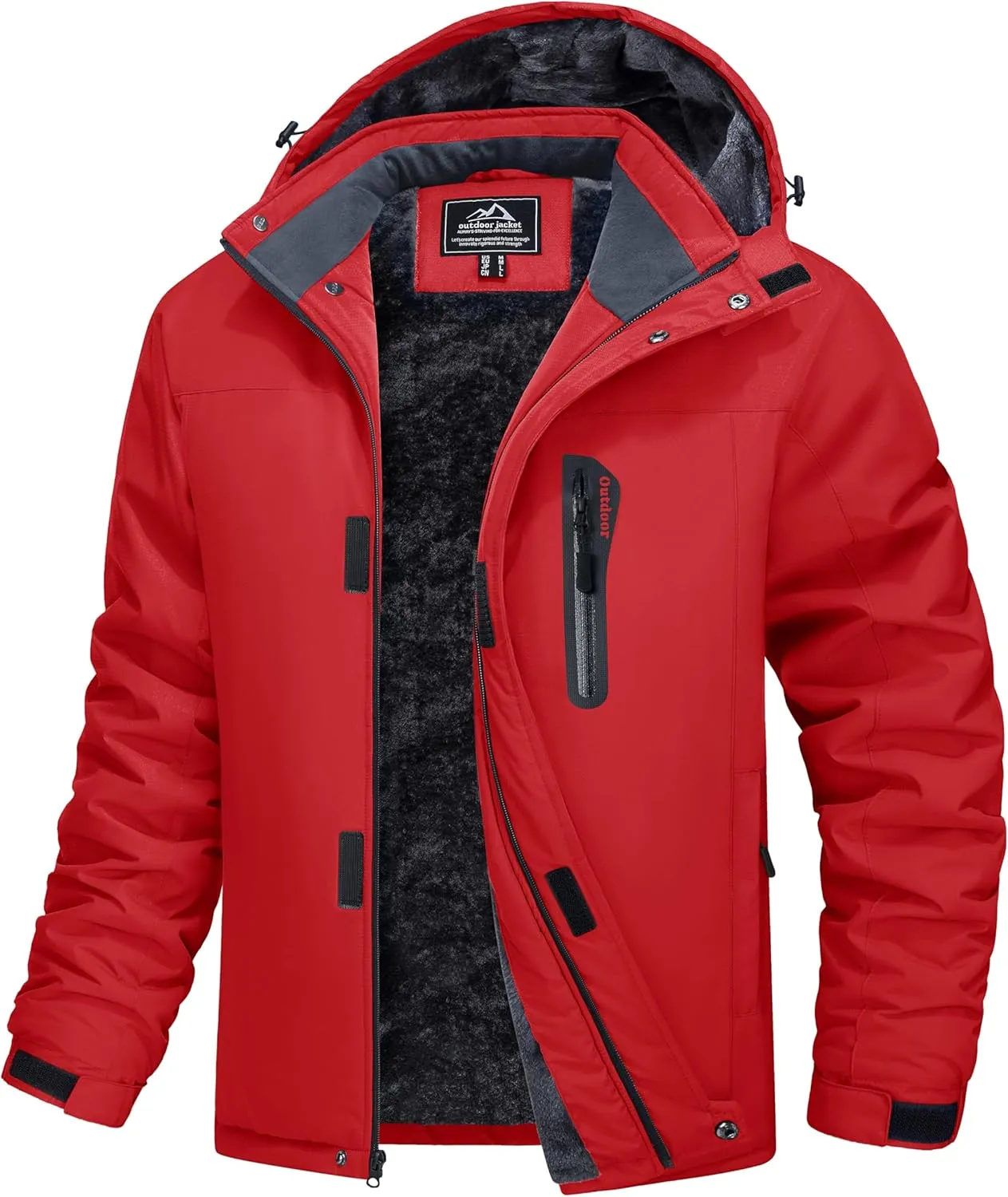 MAGCOMSEN Men's Winter Coats Ski Snow Rain Jackets Water Resistant with Hood Warm Fleece Parka Hiking Fishing Work