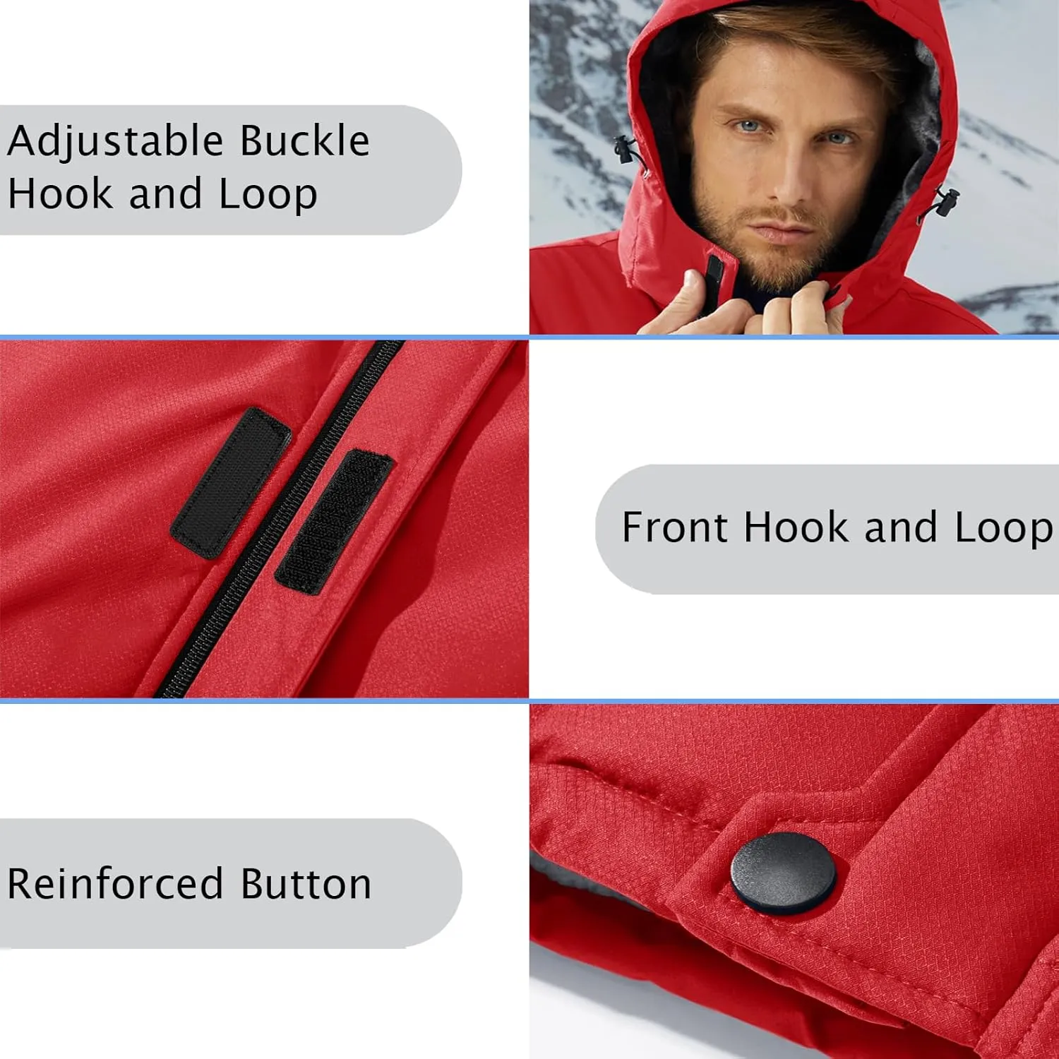 MAGCOMSEN Men's Winter Coats Ski Snow Rain Jackets Water Resistant with Hood Warm Fleece Parka Hiking Fishing Work