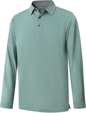 Mens Golf Shirt Short and Long Sleeve Moisture Wicking Dry Fit Performance Solid Casual Pique Golf Polo Shirts for Men