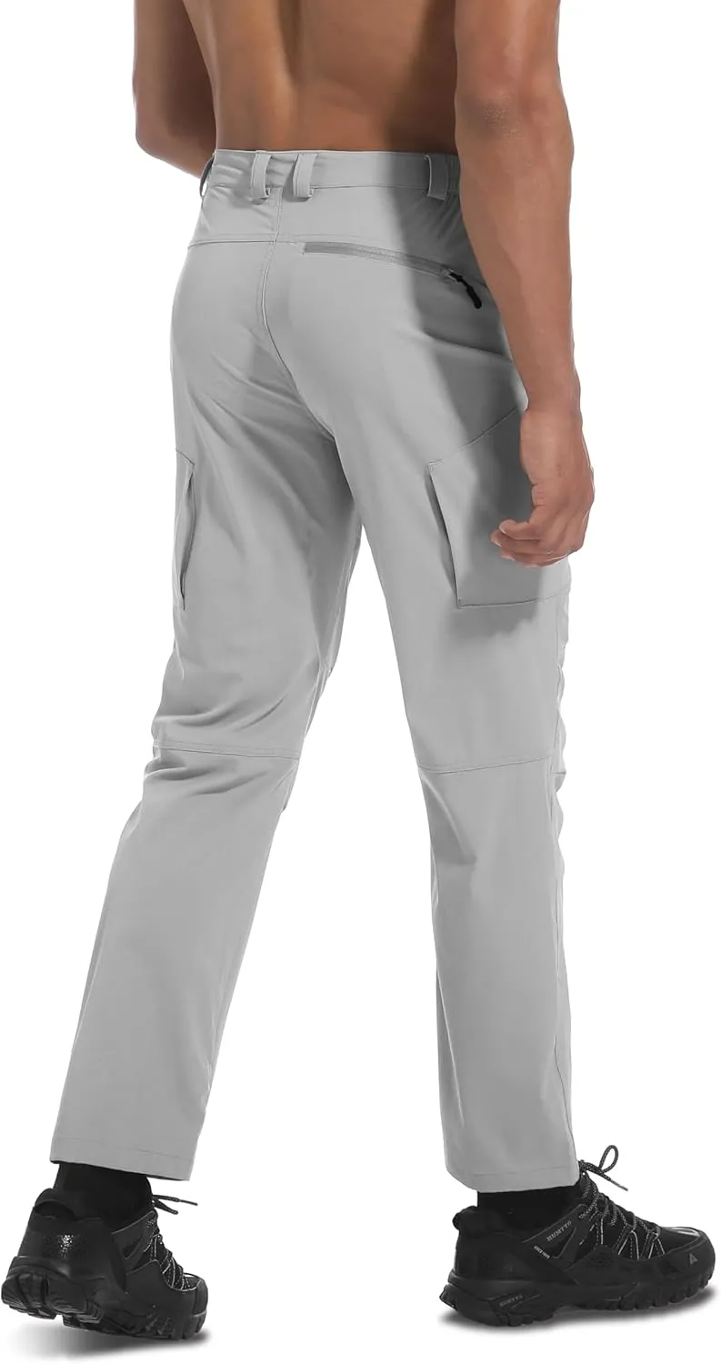 Men's Lightweight Hiking Pants Quick Dry Waterproof Stretch Travel Fishing Camping Work Cargo Pants Zipper Pockets