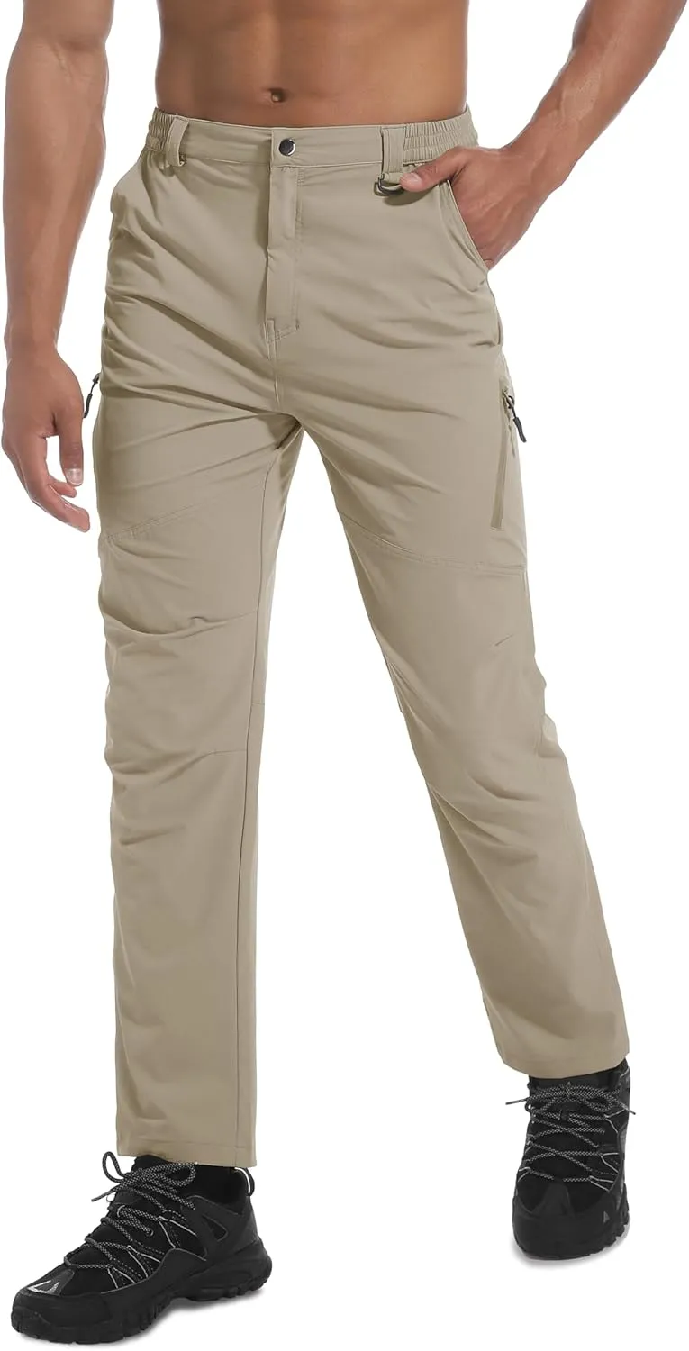 Men's Lightweight Hiking Pants Quick Dry Waterproof Stretch Travel Fishing Camping Work Cargo Pants Zipper Pockets