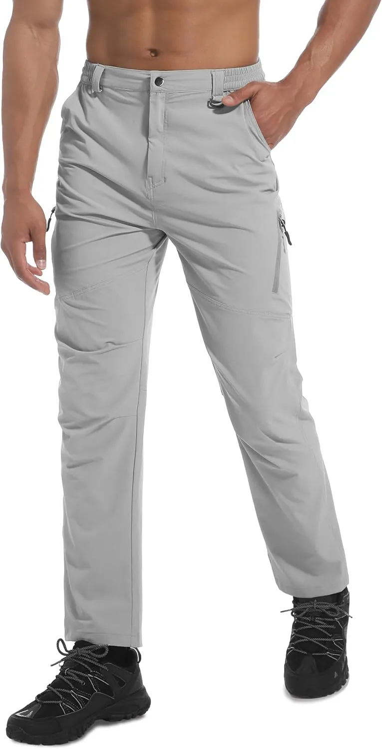 Men's Lightweight Hiking Pants Quick Dry Waterproof Stretch Travel Fishing Camping Work Cargo Pants Zipper Pockets