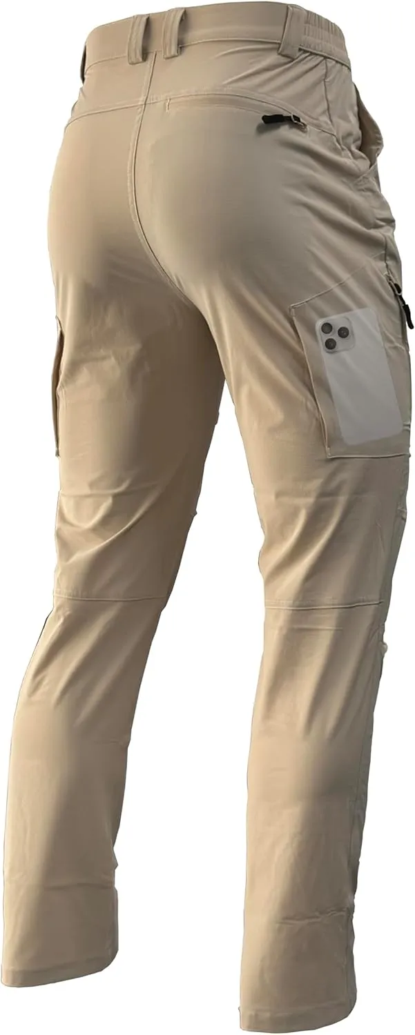 Men's Lightweight Hiking Pants Quick Dry Waterproof Stretch Travel Fishing Camping Work Cargo Pants Zipper Pockets