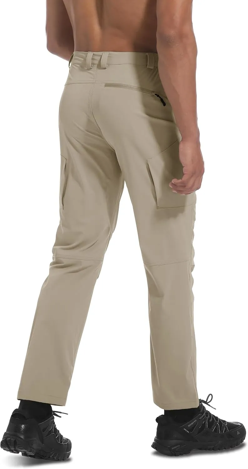 Men's Lightweight Hiking Pants Quick Dry Waterproof Stretch Travel Fishing Camping Work Cargo Pants Zipper Pockets