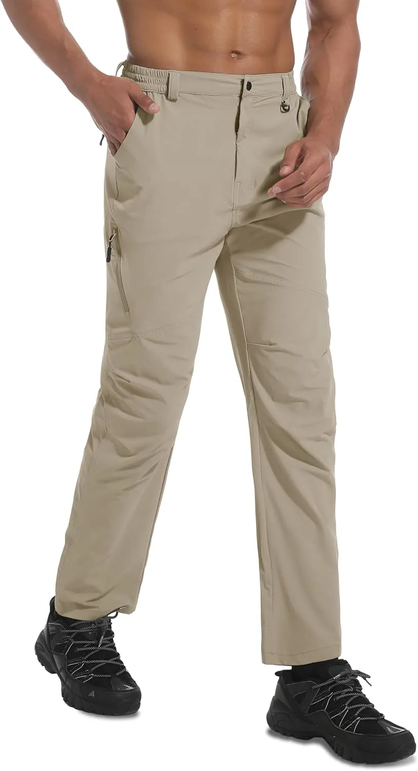Men's Lightweight Hiking Pants Quick Dry Waterproof Stretch Travel Fishing Camping Work Cargo Pants Zipper Pockets