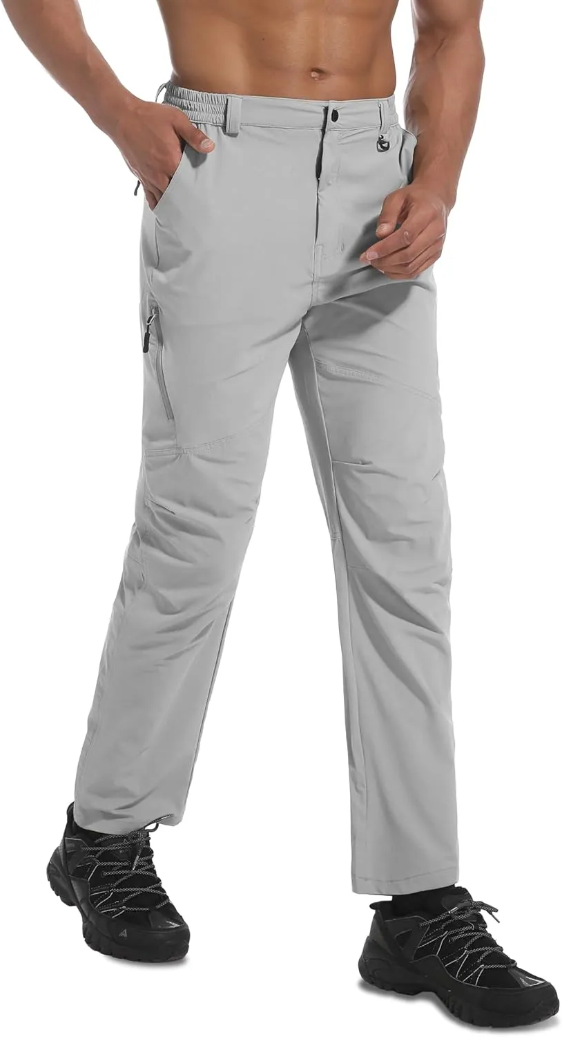 Men's Lightweight Hiking Pants Quick Dry Waterproof Stretch Travel Fishing Camping Work Cargo Pants Zipper Pockets