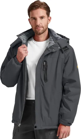 Men's Winter Skiing Jacket Waterproof Warm Snow Fleece LiningCoat Mountain Hooded Windproof Rain Jacket S-5XL