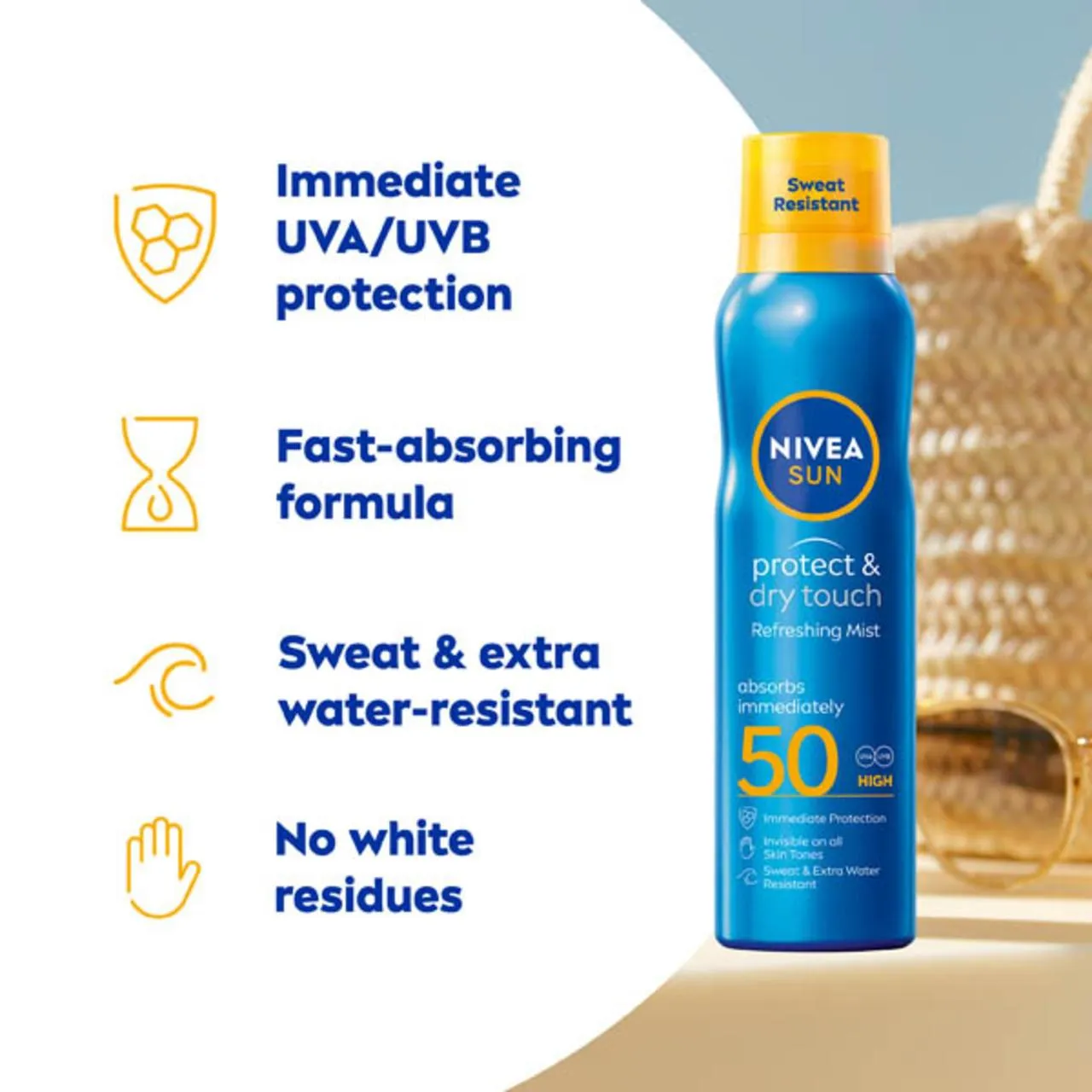 NIVEA SUN Protect & Dry Touch SPF 50 Mist Sunscreen Spray 200ml