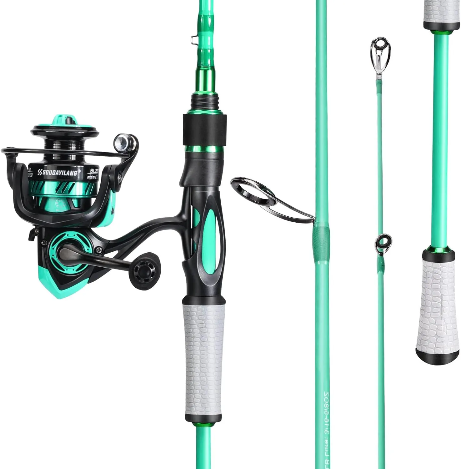 One Bass Spirit Flame Fishing Rod Reel Combo, Spinning Fishing Pole with Graphite 2Pc Blanks, Stainless Steel Guides