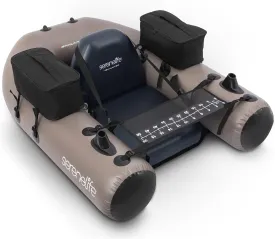 Serenelife Inflatable Fishing Float Tube  PVC Belly Boat for Angling with Fishing Rod Holders, 2 Waterproof Storage Pockets, Fish Ruler, 220 lbs Capacity