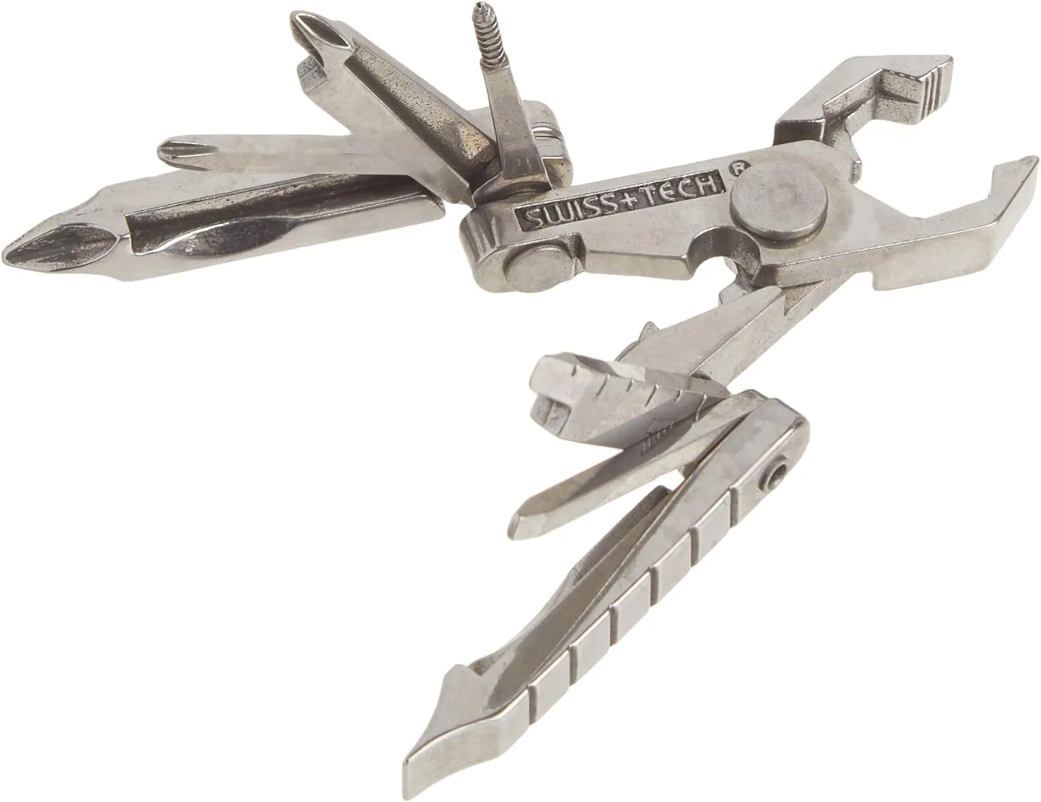 SWISS TECH ST53100 Stainless Steel 19-in-1 Key Chain Multi Tool, Polished Finish (Single Pack)