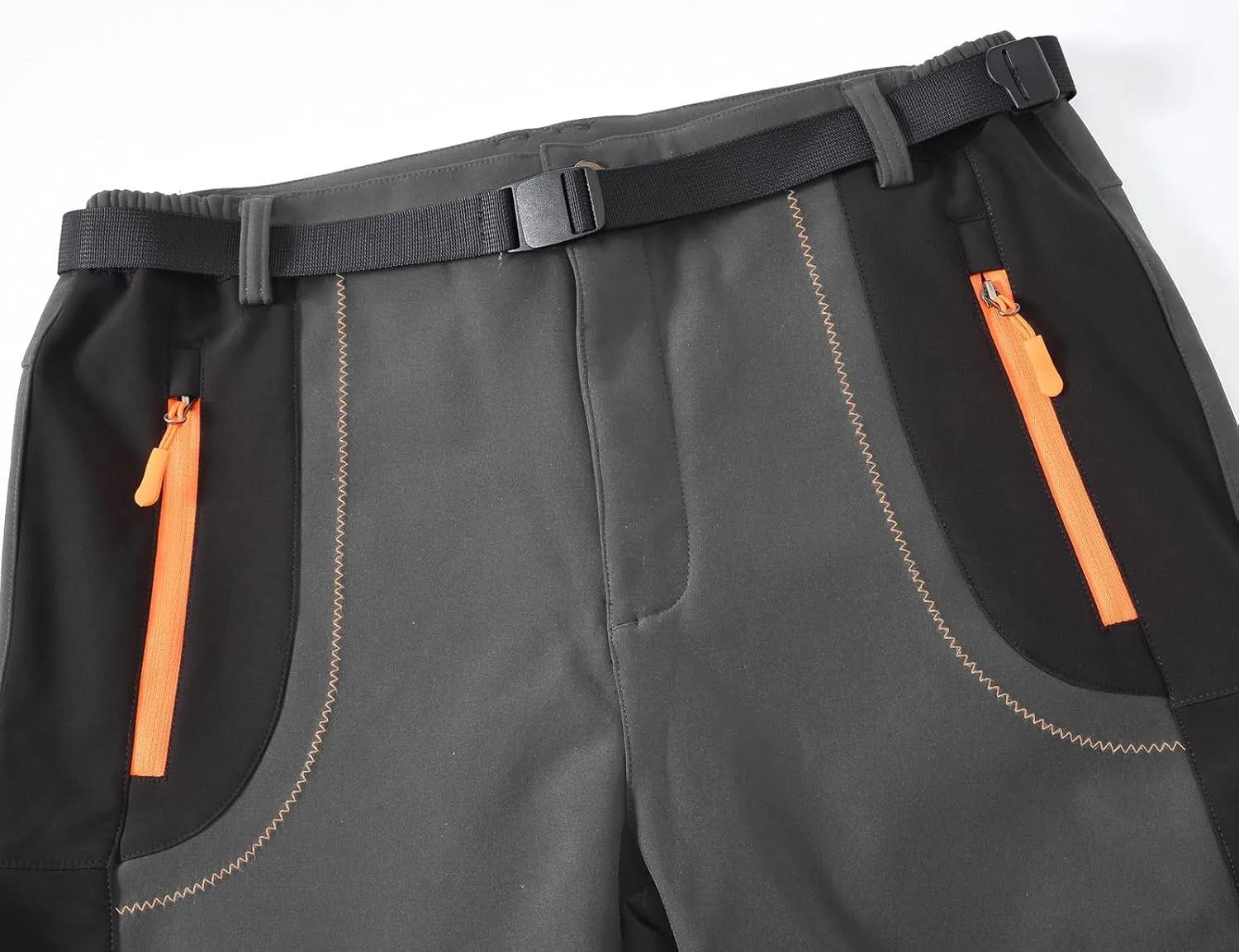 TBMPOY Men's Snow Ski Hiking Pants Waterproof Winter Fleece Lined Pants Camping Skiing Ice Fishing Pants with Belt