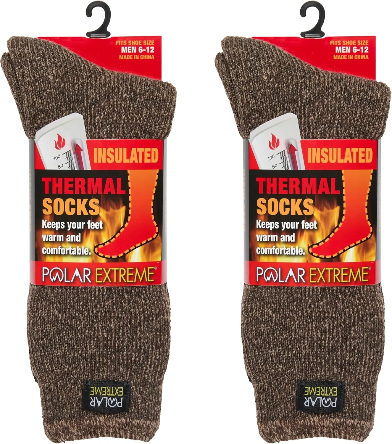 Thermal Hiking Sock For Men & Women, Insulated Warmth for Cold Weather Boot Comfort, One Size Fits Most, 2 Pack
