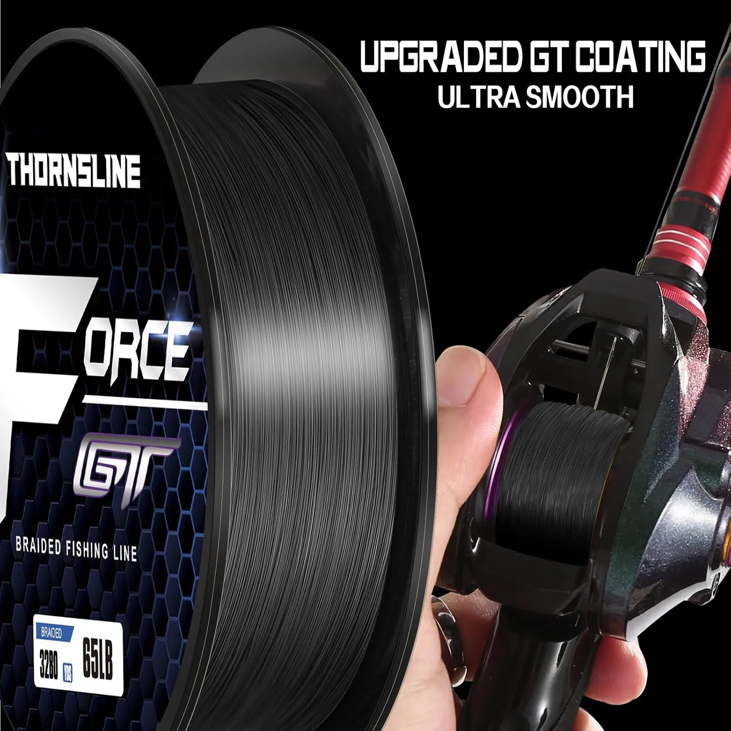 ThonrsLine Force Braided Fishing Line - Incredible Abrasion Resistant Braided Lines for Saltwater or Freshwater - Camo Design Braid for Extra Visibility