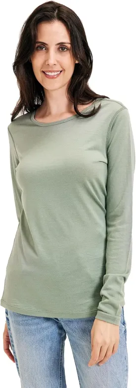 Women's 100% Merino Wool Base Layer Shirt Long Sleeve Thermal Underwear Crewneck Casual Tee Tops for Hiking Travel Skiing